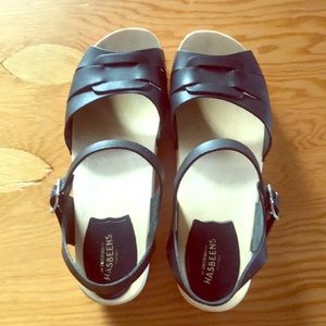 Swedish Hasbeen Clogs - Peep-toe Low - Black - 41